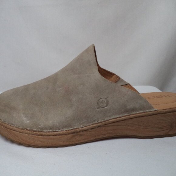Born Andy nubuck leather clogs mules comfort slides taupe Women Size Sz 10 - Picture 3 of 10